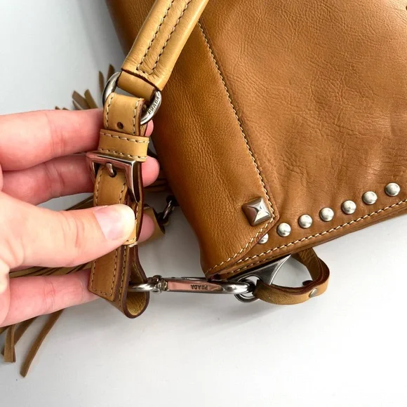 Prada Tan Leather Studded Shoulder Bag - Picture 7 of 13